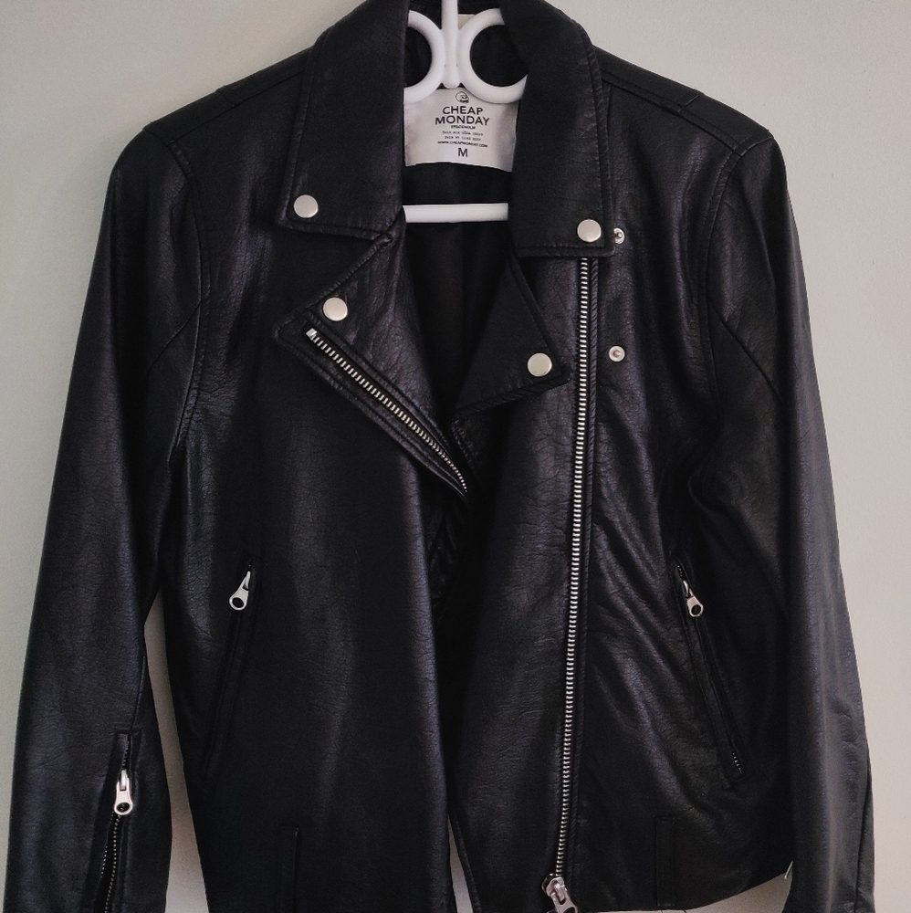 Cheap Monday faux leather jacket (waist length,M)